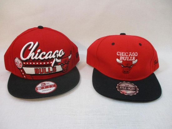Two Chicago Bulls Hats including MU:KA: and New Era, 7 oz