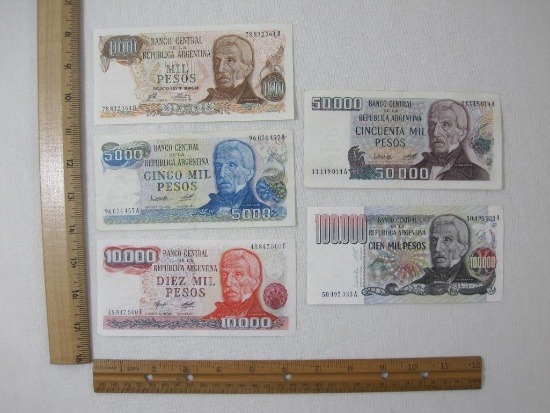 Banco Central De La Republica Argentina, 5 Notes Assorted Dates