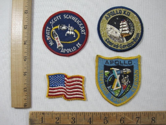 Apollo Mission Patches includes IX, X, XII and American Flag Patch