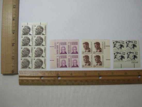 Four Blocks of Postage Stamps including Franklin D Roosevelt, John F Kennedy and others, #1284b,