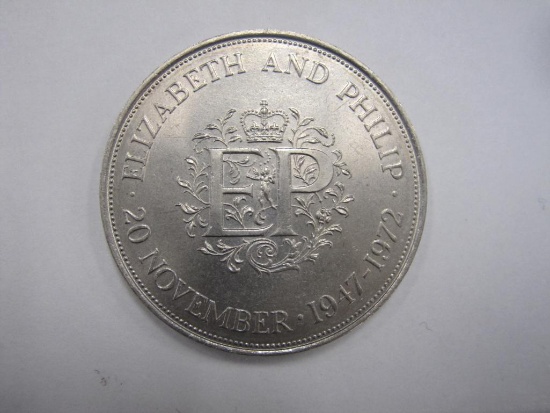 1972 Great Britain Elizabeth and Phillip 25th Wedding Anniversary Commemorative Token