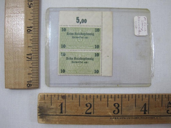 German 10 Reich Stamps, Documentary Use, 2 Stamps, mint