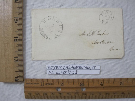 Stampless Cover Roxbury Mass - New Britain Conn July 5, Black Paid 3