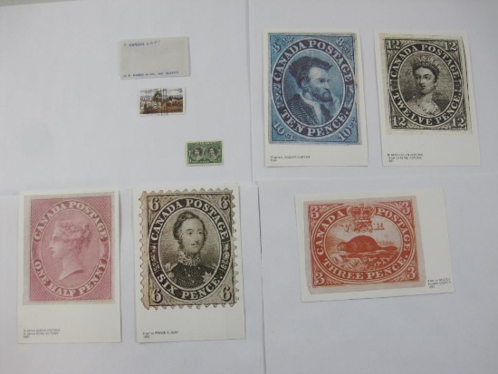 Canada Postal Ephemera: Assorted prepaid postcards from the National Postal Museum and 2 stamps