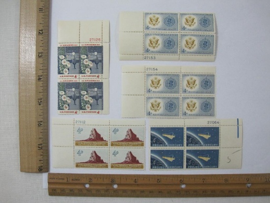 Five Blocks of Postal Stamps including 2 World United Against Malaria #1194 and others #1191-1193,