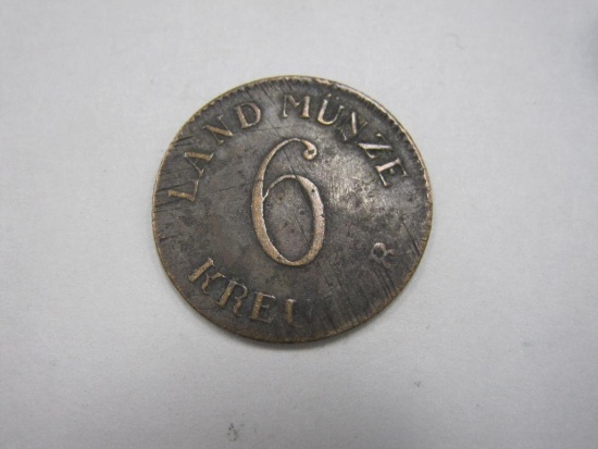 1829 Saxe-Meiningen 6 Kreuzer Coin, silver