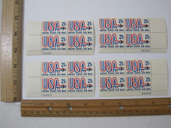 Four Blocks of United States Air Mail Stamps 21 cent #C81, mint