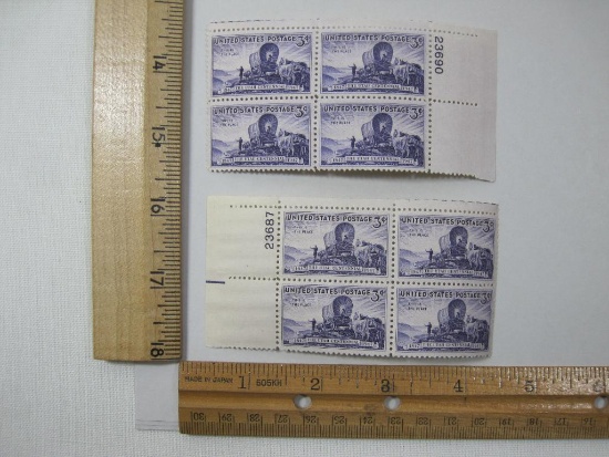 Two Blocks of Four Stamps, 1947 The Utah Centennial 3cent #950, mint