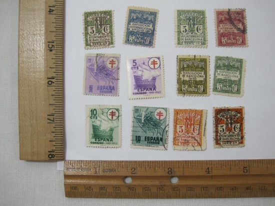 Tax Stamps of Spain Assortment, Various Dates and Values, hinged