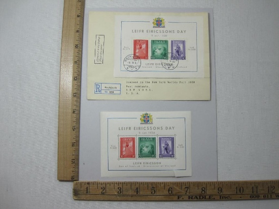 Leifr Eiricssons Day 1938 Mini Sheet of Three Stamps plus Cancelled First Day Cover