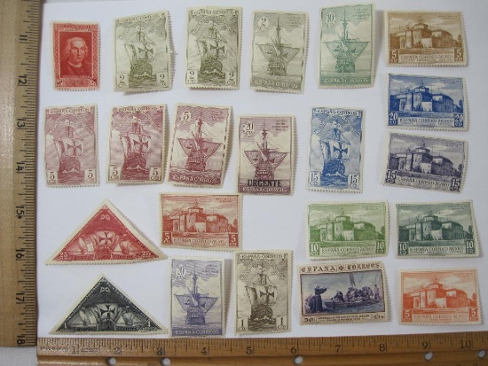 Spanish West Africa Stamp Assortment, Various Dates including 1950's, assorted Values, hinged