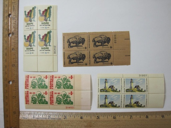 Four Blocks of Stamps includes Hope For The Crippled, Maine Statehood and others, Scott #1382,