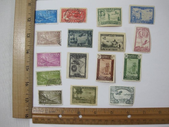 Lot of Spain Postage Stamps includes 1930's Spanish-American, 1955-56 Air Mail, hinged