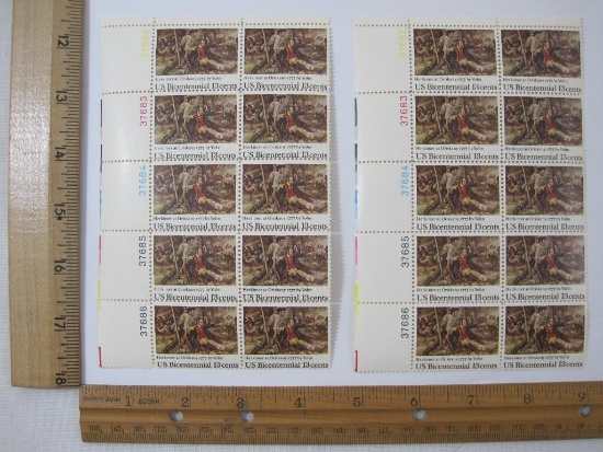 Two Blocks of Postage Stamps US Bicentennial 13 cent #1722, mint