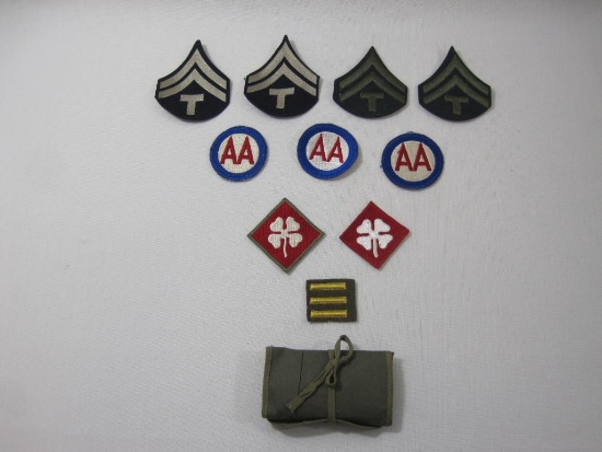 WW2 Patches including Anti Aircraft Command, Fourth Army Insignia, Army WWII/Korea Tech 5 and more,