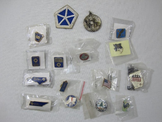 Assortment of Lions Club and Rotary International Pins and others