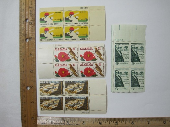 Postage Stamps 4 Blocks includes John Wesley Powell, Daniel Webster and more, #1374-75, #1380-81,