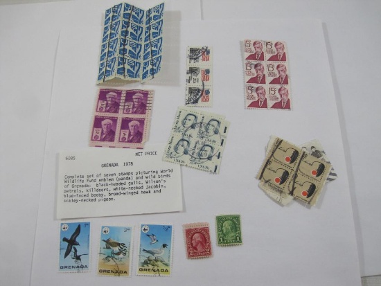 Postage Stamps including 1978 Grenada Stamps, postmarked US Stamps and more