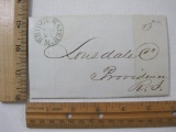 Stampless Cover Bridgewater Mass - Providence RI, Nov 24 1846, Blue 5 MS