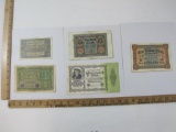 Five Reichsbanknotes 1919-1923 includes 1920 Zehn Mark, 1919 Funfzig Mark, 1920 Hundert Mark,1922
