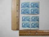 Two Blocks of 1946 5c Roosevelt and Four Freedoms Postage Stamps, unused