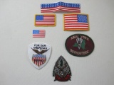 Patch Assortment includes American Flag, For Our American Hero, New York Bowhunters and United