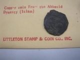 Copper Coin from the Abbasid Dynasty (Islam), Littleton Stamp & Coin Co Inc