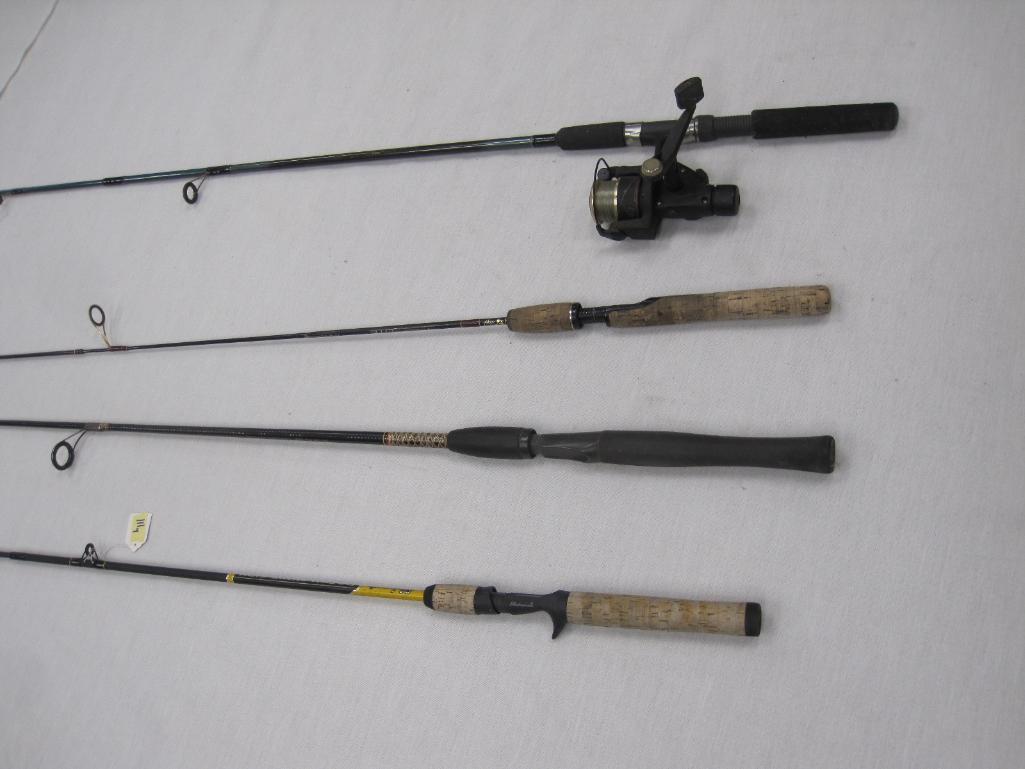Fishing Euipment, Four Rods and One Reel