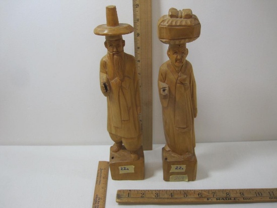 Pair of Two Carved Wood Figures, approximatley 13 inches tall