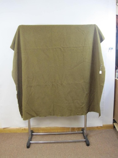 Vintage Green US Military Wool Blanket, approx 5ft by 6ft - Fantastic for repurposing into winter