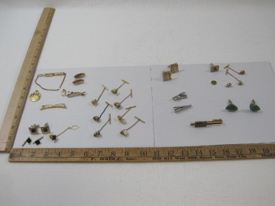 Large Lot of Men's Costume Jewelry, Swank and Hickock Tie Holders, Pins, Cuff Links and more, 5oz