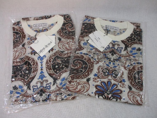 Two Creme De Silk Size Large Riviera 100% Silk Shirts, new in packages, 10 oz