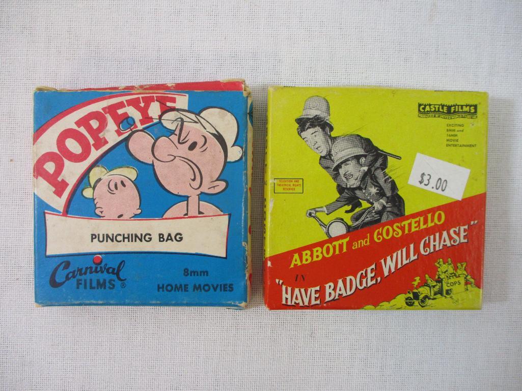 Two Vintage 8mm Film Reels: Popeye Punching Bag