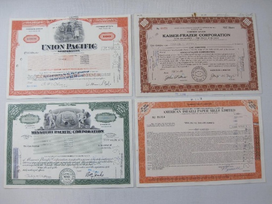 Stock Certificates including American Israeli Paper Mills Limited, Kaiser-Frazer Corporation,