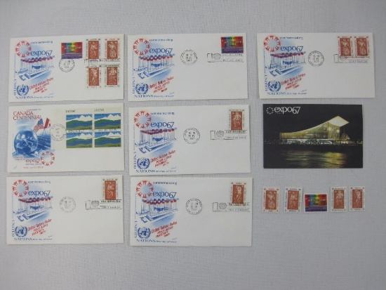 First Day Covers includes United Nations Expo 67 Canada Centennial, Expo 67 Postcard and others,