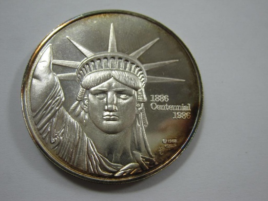 1986 Centennial of the Statute of Liberty Fine Silver Round, One Troy Ounce