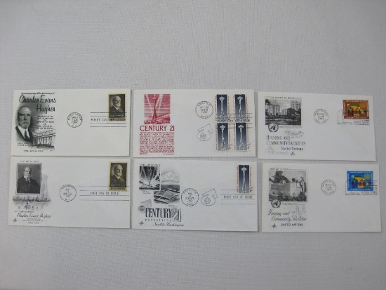 First Day Covers includes Century 21 Exposition Seattle, 100th Anniv Charles Evans Hughes, Housing