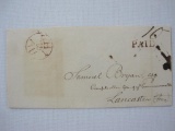 Stampless Cover Philadelphia - Lancaster Penn Sept 15 1803, red PHI PAID 10 ms