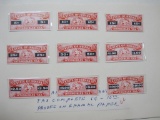 Complete Set of State of Indiana Intangibles Tax Stamps, 5 cent to $10, in individual holders, not