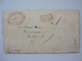 Stampless Cover Painesville Ohio Sept 15 1830, red double oval, Paid red (scroll)