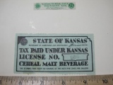 Two Kansas Beverage Tax Stamps, hinged