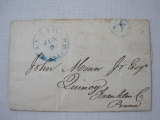 Stampless Cover Baltimore MD - Quincy PA June 9 1849, blue, 5 (oval)