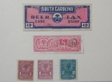 Tax Stamps State of South Carolina including Beer Case Stamp, Beverage License and Soft Drinks