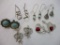 Six Pairs of Silver Tone Earrings, 3 oz