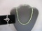 Green Beaded (Glass) Necklace and Earring Set with Silver Tone Bracelet, 2 oz