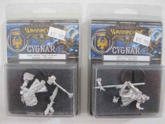 Two NIB Warmachine Cygnar Miniatures: Major Markus "Siege" Brisbane Warcaster (PIP 31098) and
