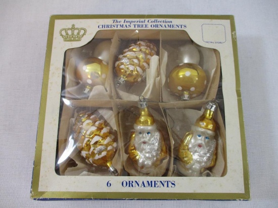 Box of Six Sears Imperial Collection Glass Christmas Tree Ornaments, 6oz