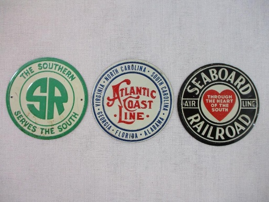Atlantic Coast Lines, Seaboard RR, and The Southern RR Cereal Box Embossed Metal Train Emblems, 2oz