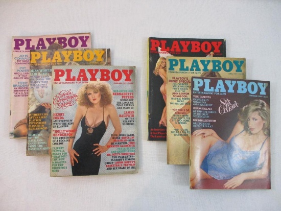 Six 1980s Playboy Magazines from 1980-1981 including March 1980 (Bo Derek Cover), March 1981, April