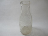 Wood Brook 1 Quart Embossed Milk Bottle, Plainfield NJ